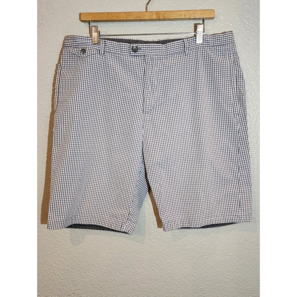 Calvin Klein Men's Chino Shorts, Size 36, Gray Plaid, Inseam 10", Cotton